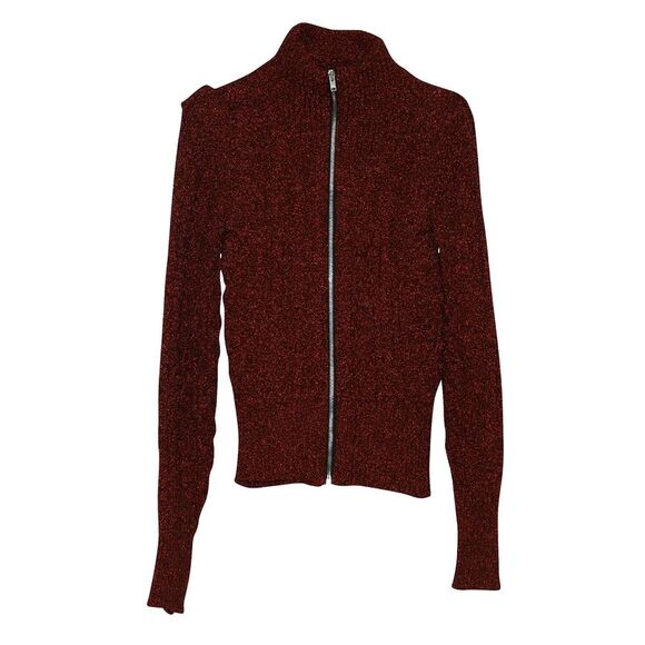 Pre Loved Isabel Marant Vintage Metallic Knit Mock Neck Sweater Women burgundy - Picture 2 of 8